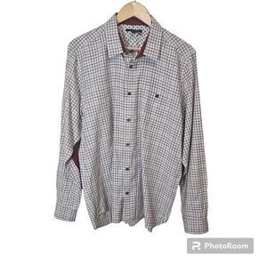 Ted Baker Mens Shirt Size 17 Slim Fit Multicolor Long Sleeve Check Casual